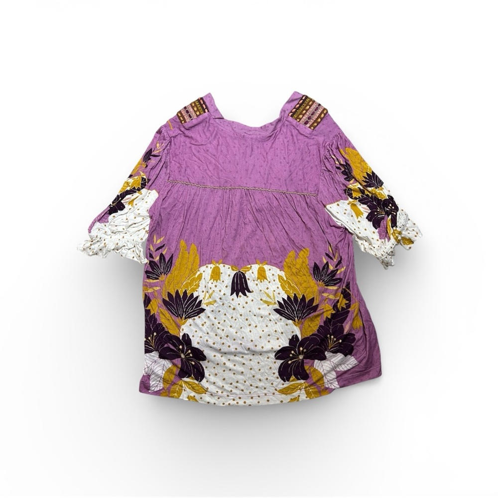 Anthropologie Blnk Stephanie Purple Gold Floral Long Sleeve Top NWT!, Size M - Picture 8 of 10